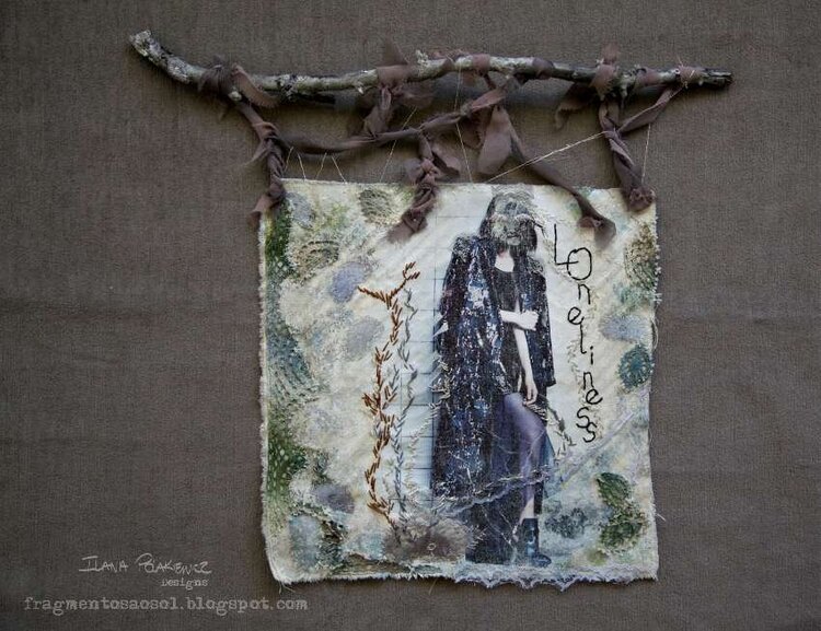 Loneliness banner - textile art