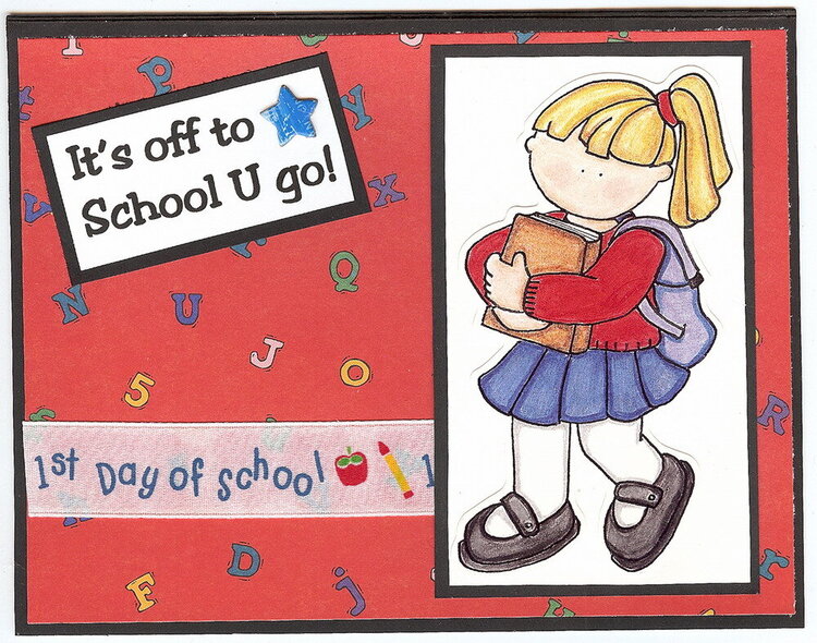 Off to School Backpack Girl Card