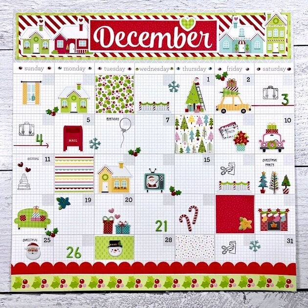 December Calendar Scrapbook Page