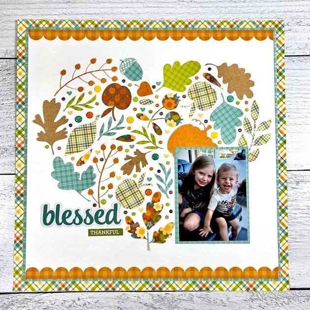 12x12 Fall Heart Scrapbook Page