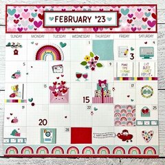 12x12 February Calendar Scrapbook Page