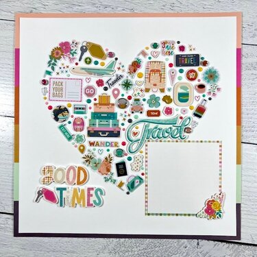 12x12 Heart Travel Scrapbook Page