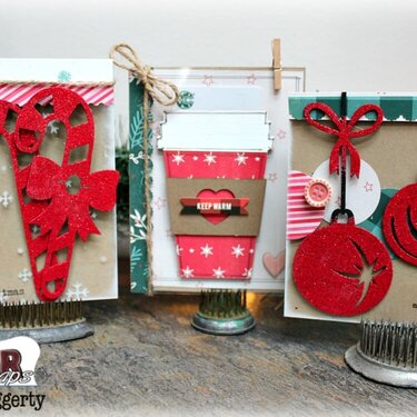 Christmas Cards with Clear Scraps Chipboard Embellishments