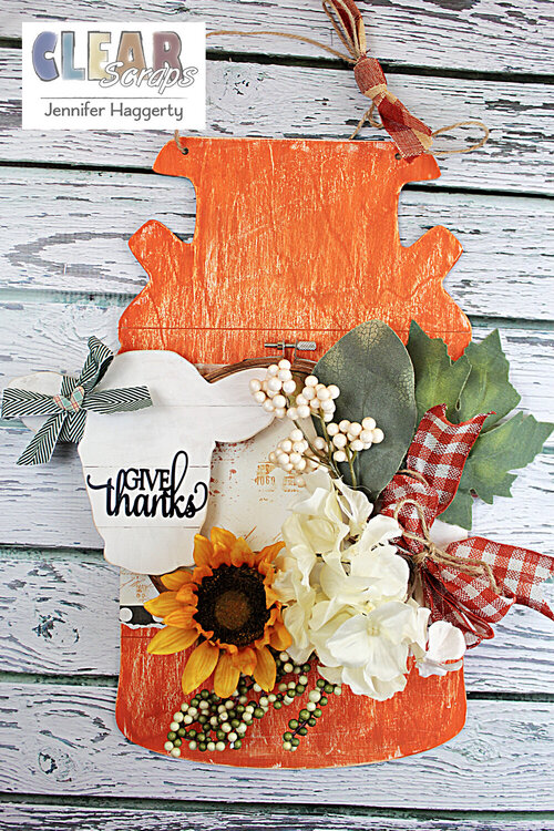 Give Thanks Fall Milk Can Shiplap Shape
