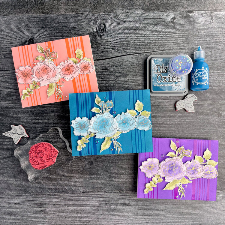 Striped Floral Cards