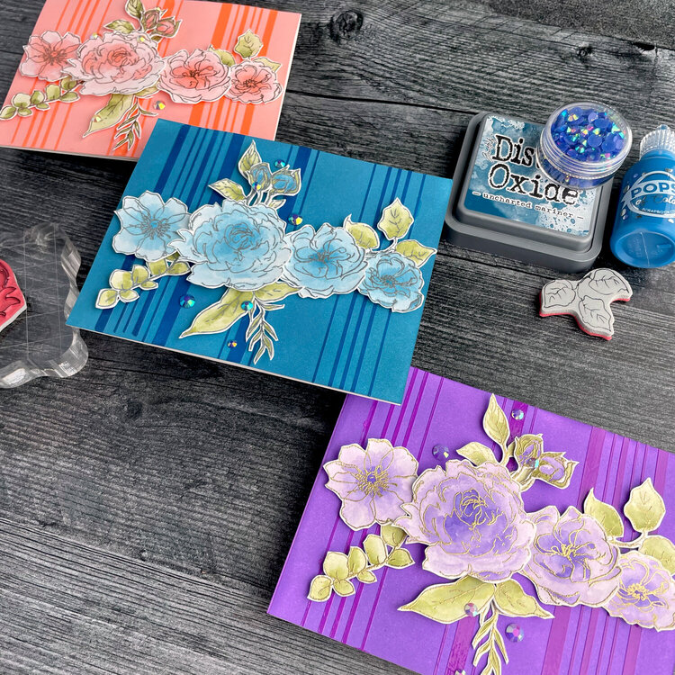 Striped Floral Cards