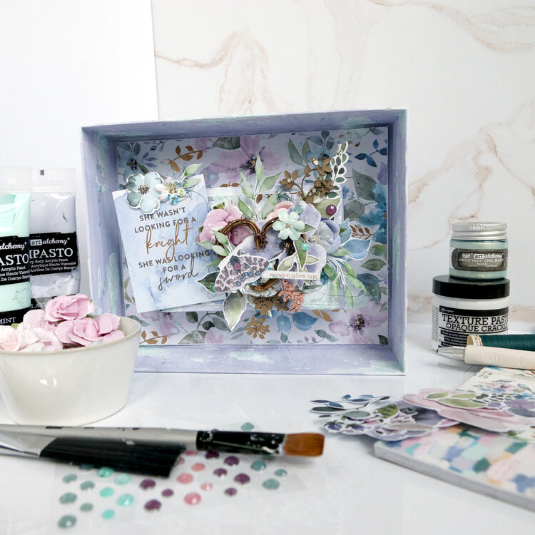 Never Give Up (Watercolor Floral Mixed Media Vignette)