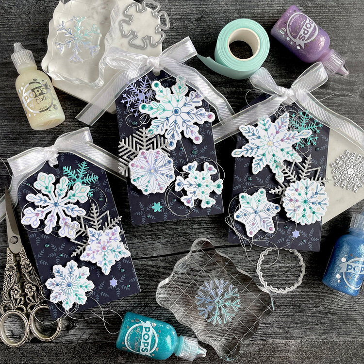 Ombre Stamped Snowflake Tags