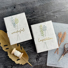Embossed Leaf Sprig Card Set