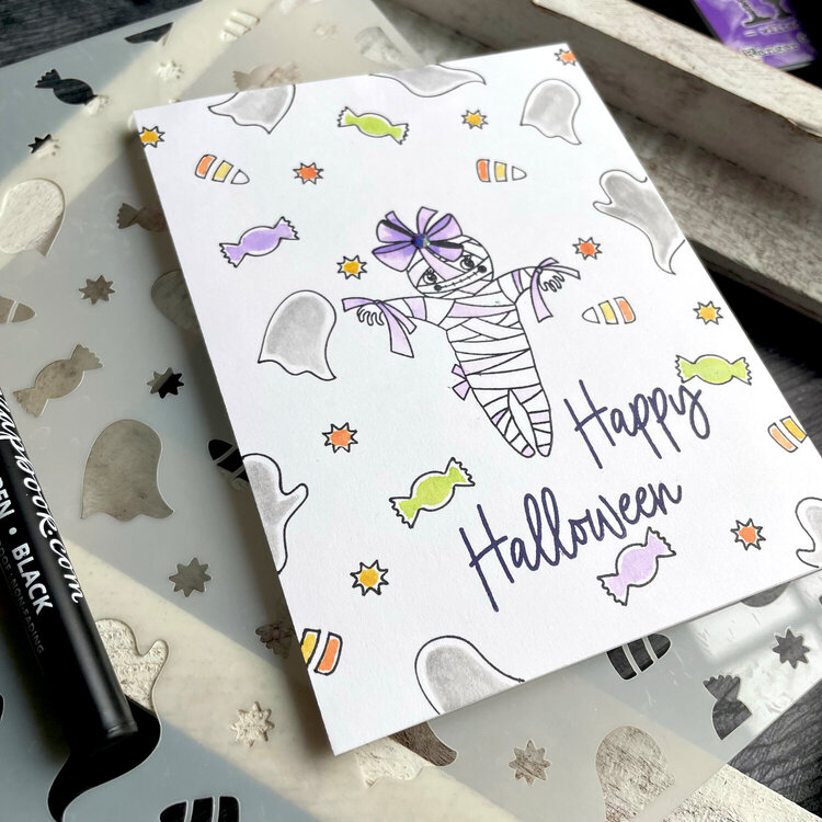 Ghostly Treats Mummy Halloween Card