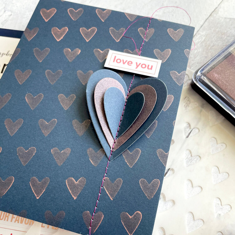 Love You Rose Gold and Navy Card