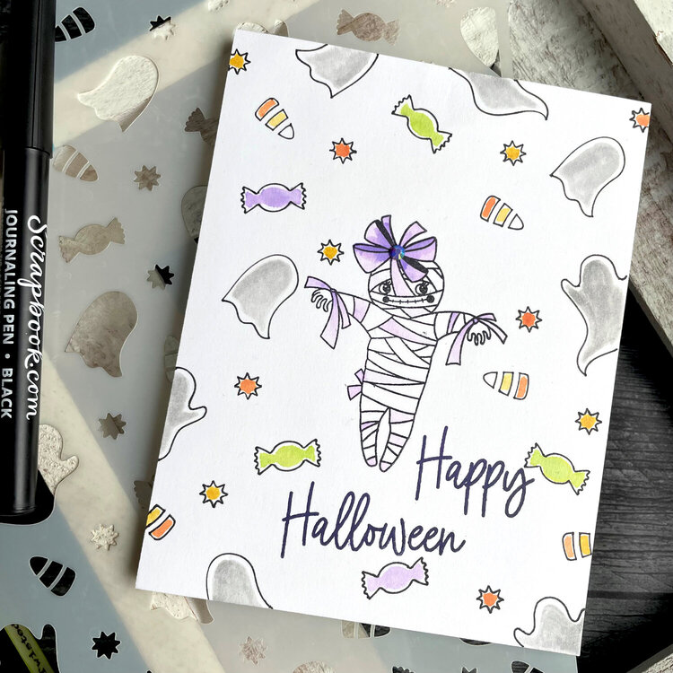 Ghostly Treats Mummy Halloween Card