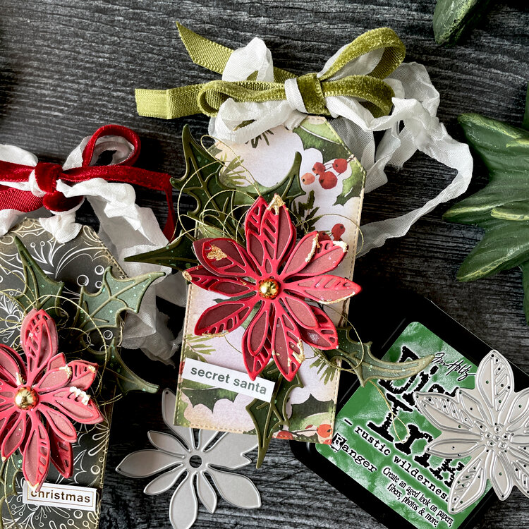 Tim Holtz Poinsettia Tag Trio