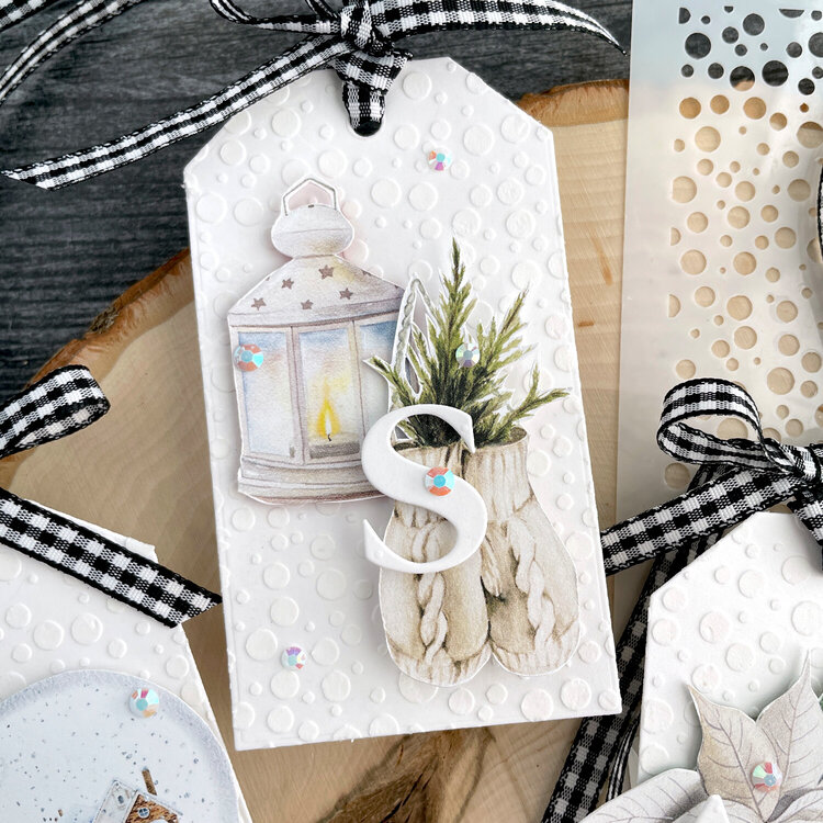 White Christmas Snowy Textured Tags