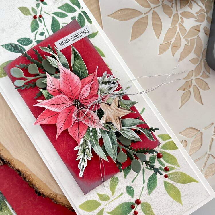 Frosted Poinsettia Slimeline Card