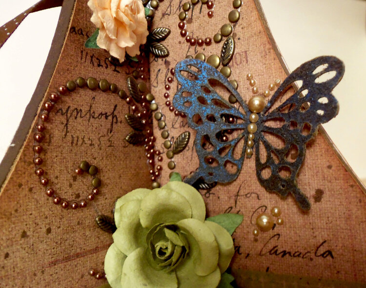 Handmade Butterfly Embellishment [on scrapbook LO stand]
