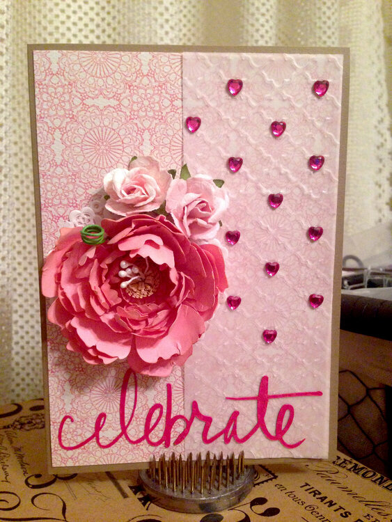 Celebrate Pink Peony Birthday Card