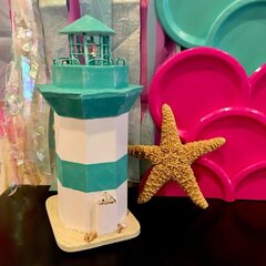 On the Coast: An Altered Mixed Media Lighthouse