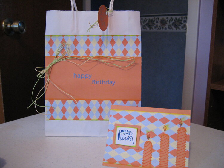 Birthday gift bag and matching card