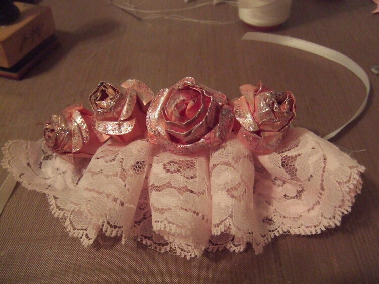Paper Flower and Lace Wrist Corsage