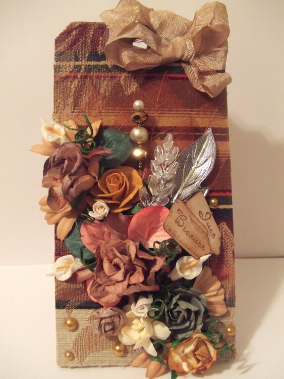 Material Seam Binding Tag with WOC Flowers