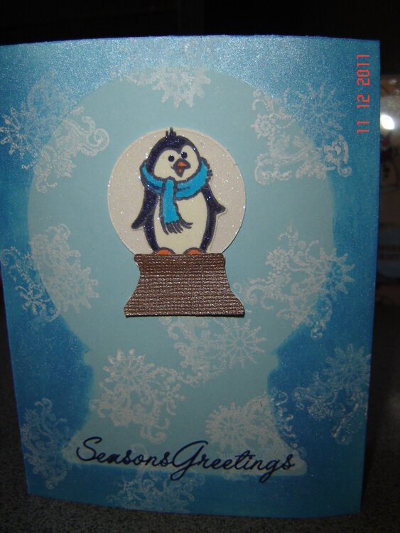 Snow Globe Penguin Card