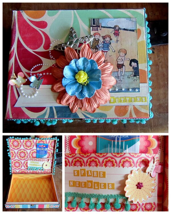 Beachy Button Box - Altered Cigar Box