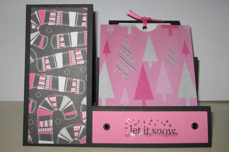 Pink and black step card