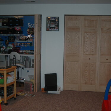 Closet doors up in the basement