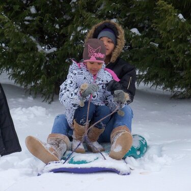 Trying out the sled