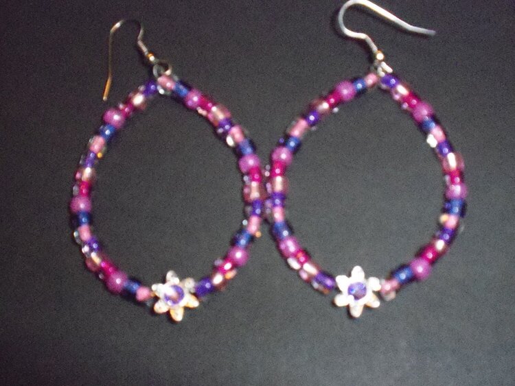 Pink Beaded Hoop earrings