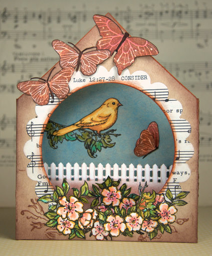 Birdhouse Shadow Box Card by Laura