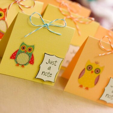 Set of 6 &quot;just a note&quot; cards