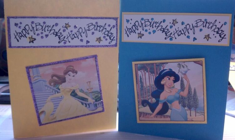 Belle and Jasmine Birthday Cards