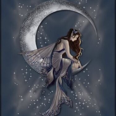 fairy sitting on moon