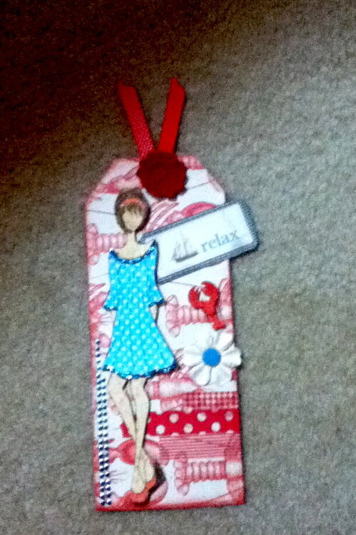 My 1st tag for Julie Nutting doll stamp summer swap