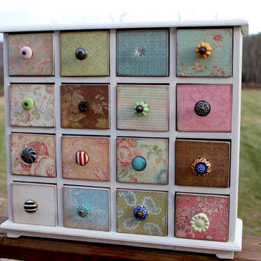 Altered wooden drawer unit