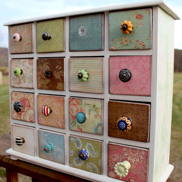 Altered wooden drawer unit