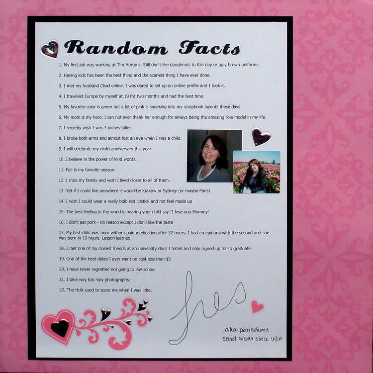 Random Facts - Pink&#039;s circle journal page