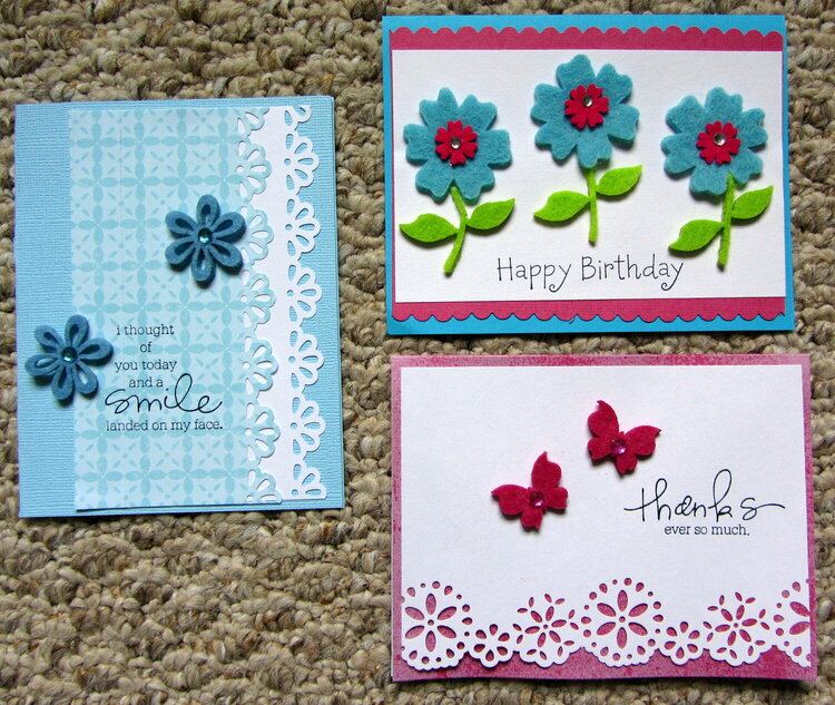 Cards with felt embellies