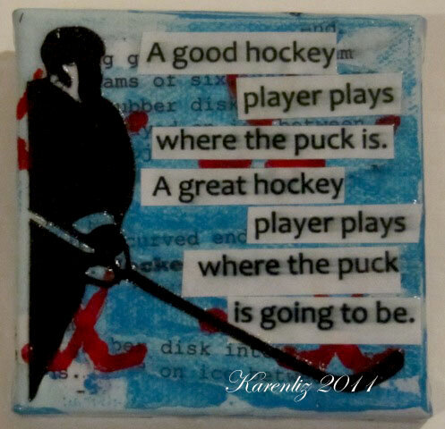 A Good Hockey Player:  3&quot;x3&quot; Canvas