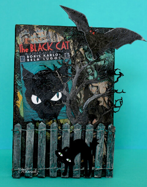 The Black Cat by Edgar Allen Poe  4x6 Canvas Panel