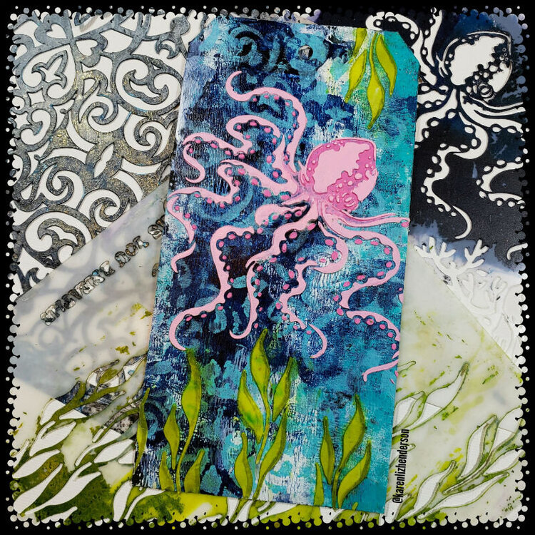 Pink Octopus Mixed Media Tag