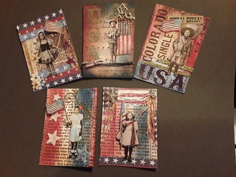 ATCs Vintage  Red White &amp; Blue