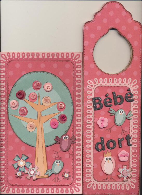 Baby girl card and door hanger