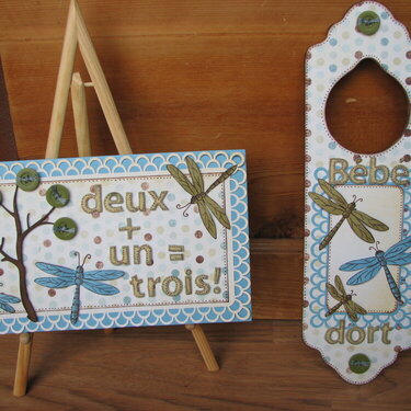 Baby card and door hanger (2+1=3)