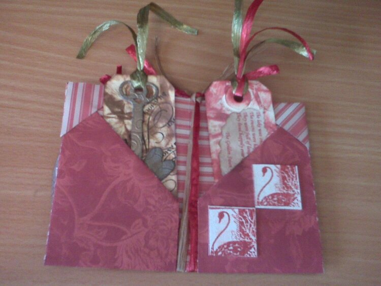 Valentine folded journal inside w/tags and inchies