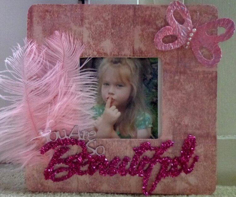 Mixed Media stamped altered Frame: Beautiful