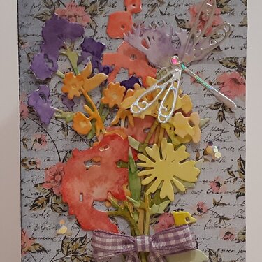 Hugs Slimline Card w/ Watercolored Flowers