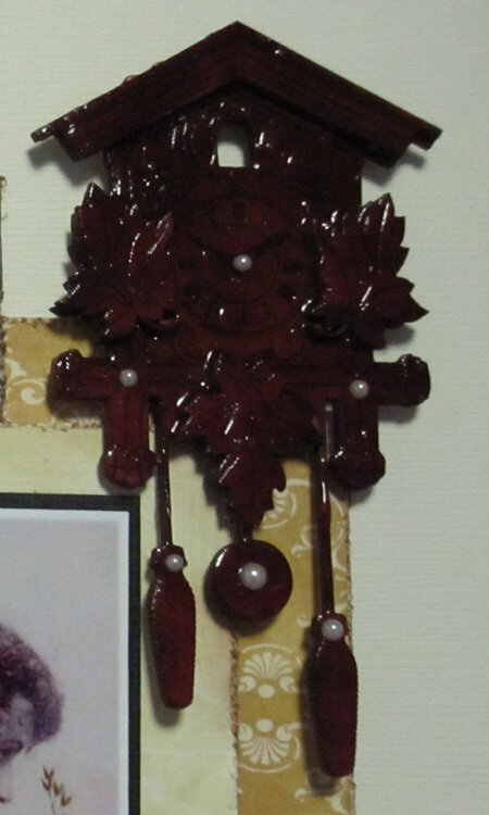 close up of dusty attic cuckoo clock